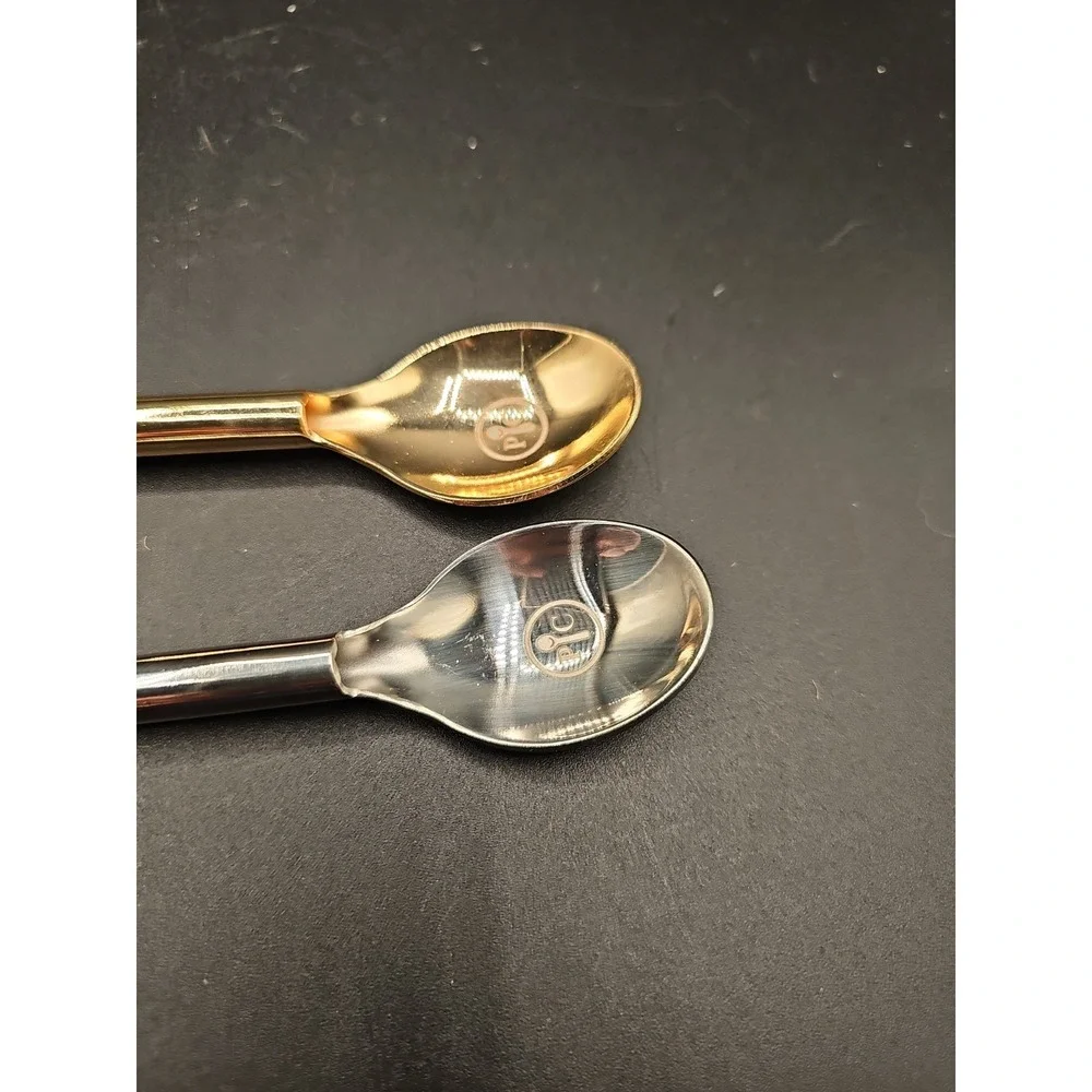 Pampered Chef 100131 Metal Spoon Straws (2) Gold And Silver 002